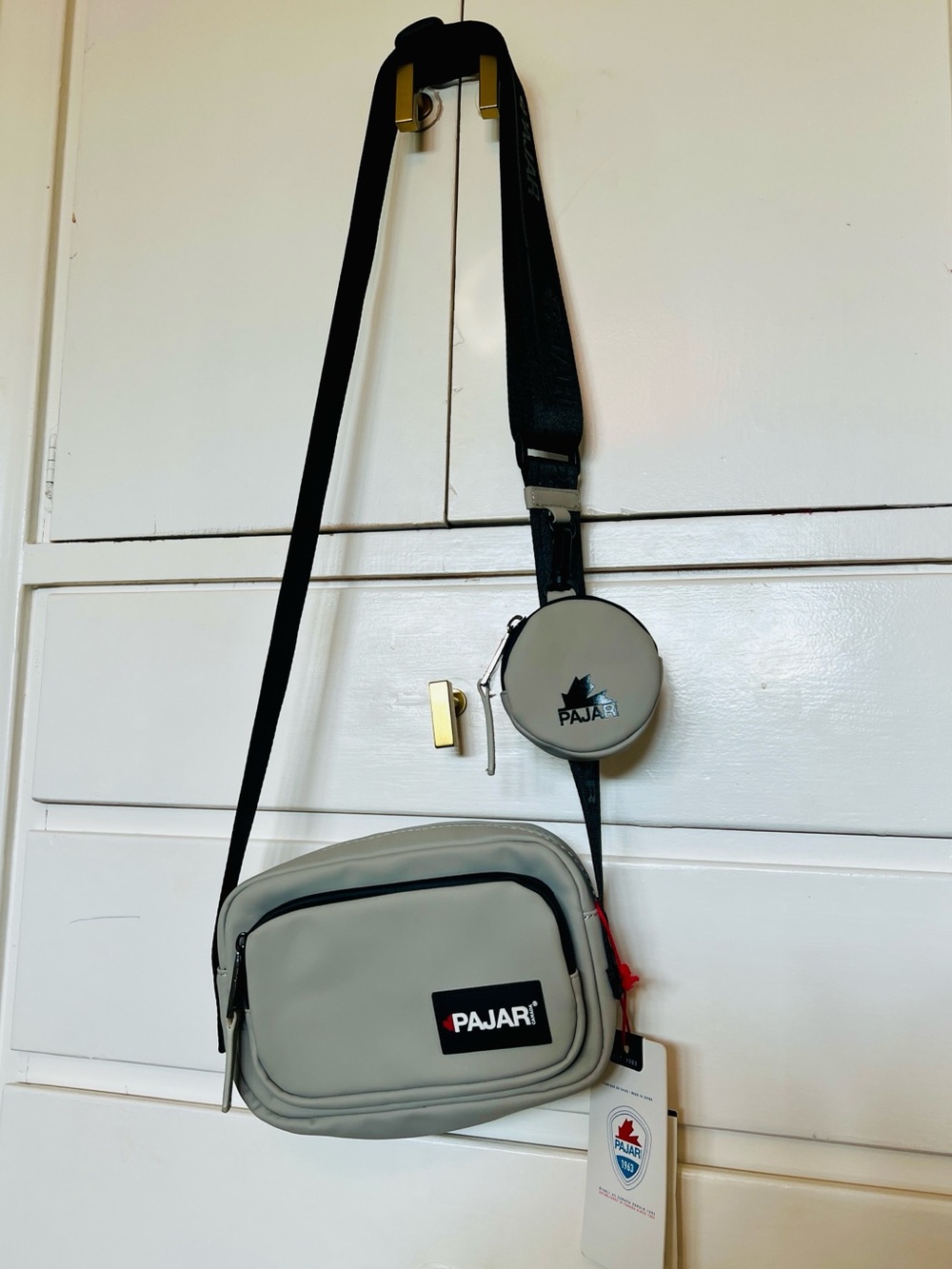 Pajar Unisex Gray Crossbody Bag with Detachable Coin Pouch - NWT